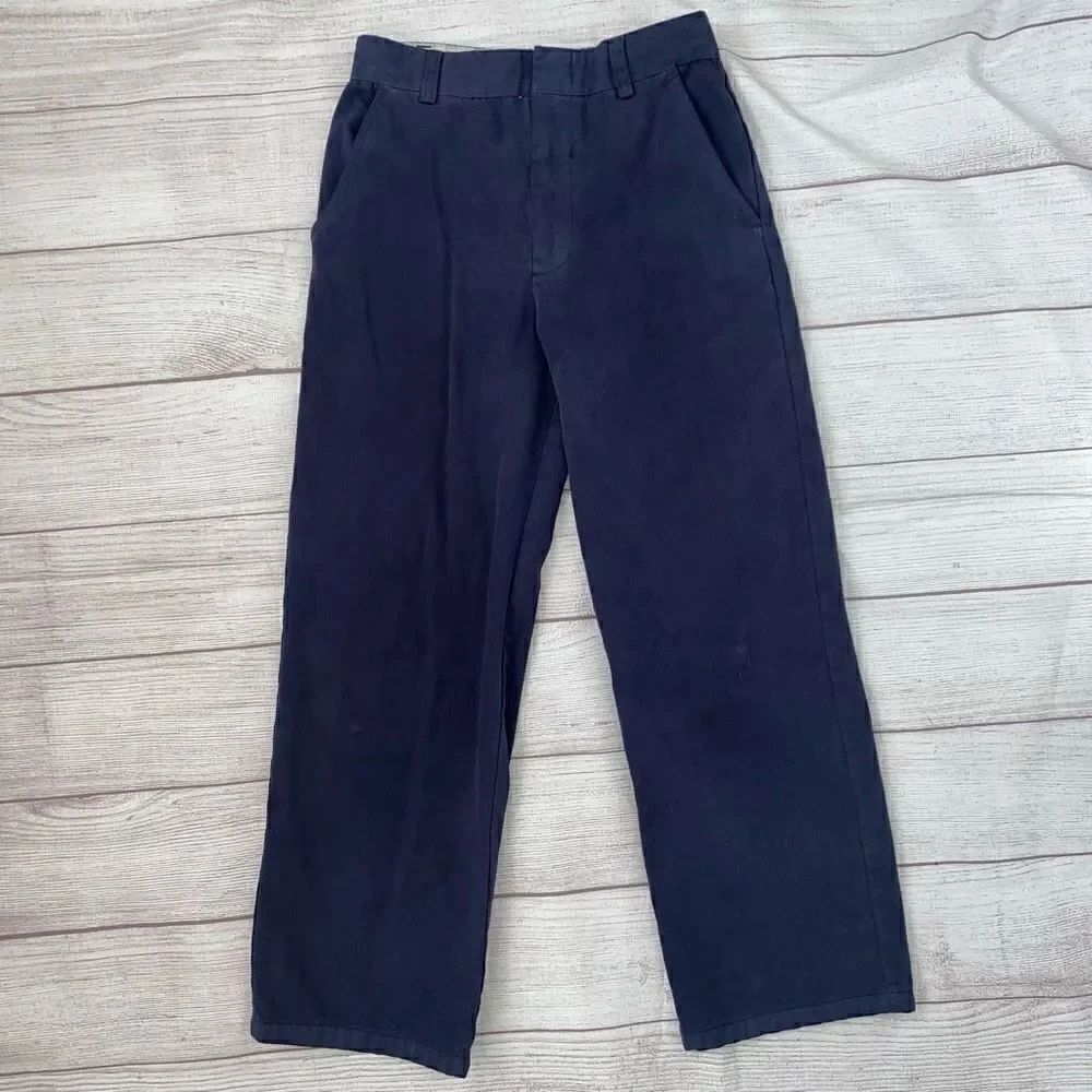 French Toast cotton blend flat front chino pants navy blue boys sz 12